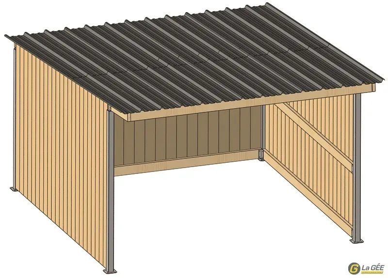 Prix Rduit Abri prairie simple pente 4,18×4,18 m bardage/bac acier gris