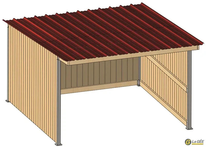 Abri prairie simple pente 4,18×4,18 m bardage/bac acier bdx Marque