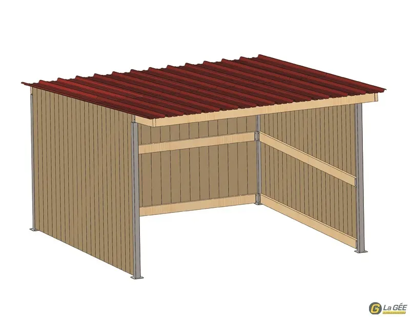 Abri prairie simple pente 3,18×4,18 m clin/bac acier bdx Commande En Gros