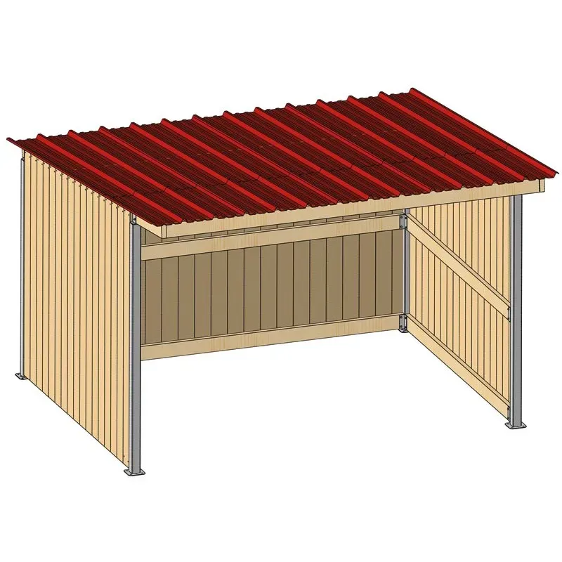 Rduction Abri prairie simple pente 3,18×4,18 m planche/bac acier bdx