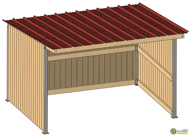 Pas Cher Abri prairie simple pente 3,18x4,18 m bardage/bac acier bdx