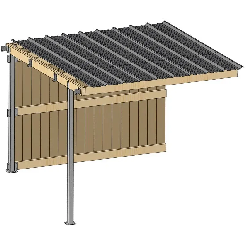 Extension abri prairie SP 3,09×3,18 m clin/bac acier gris Bon March