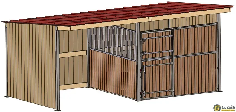 Abri prairie simple pente 4,18×3,18 m clin/bac acier gris Expdi Aujourdhui