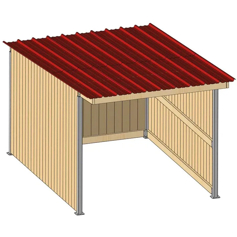 Abri prairie simple pente 4,18×3,18 m planche/bac acier bdx Prix Promo