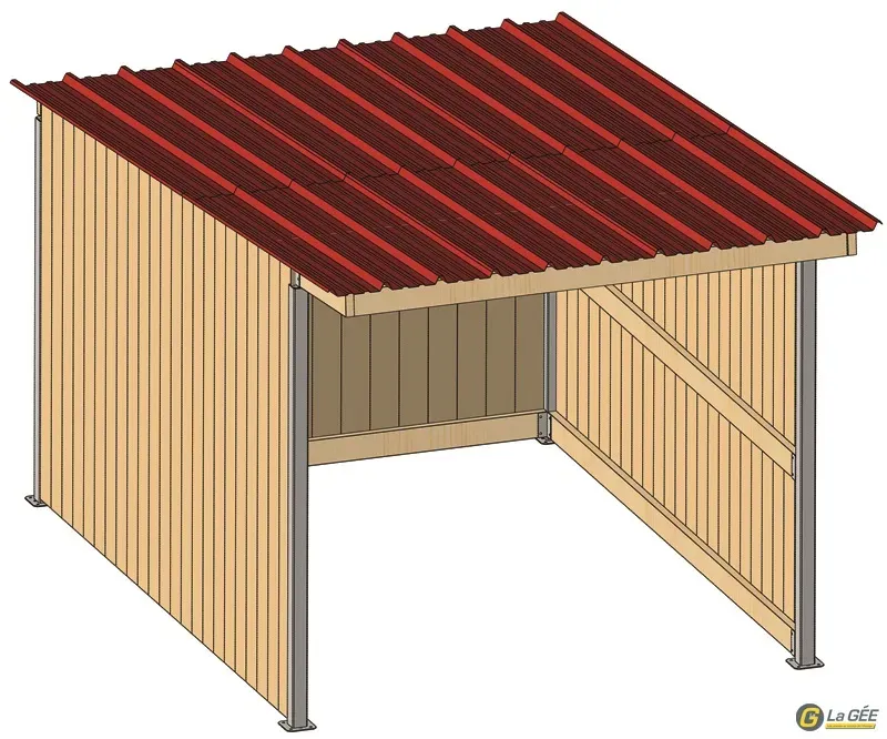 Marque Abri prairie simple pente 4,18×3,18 m bardage/bac acier bdx