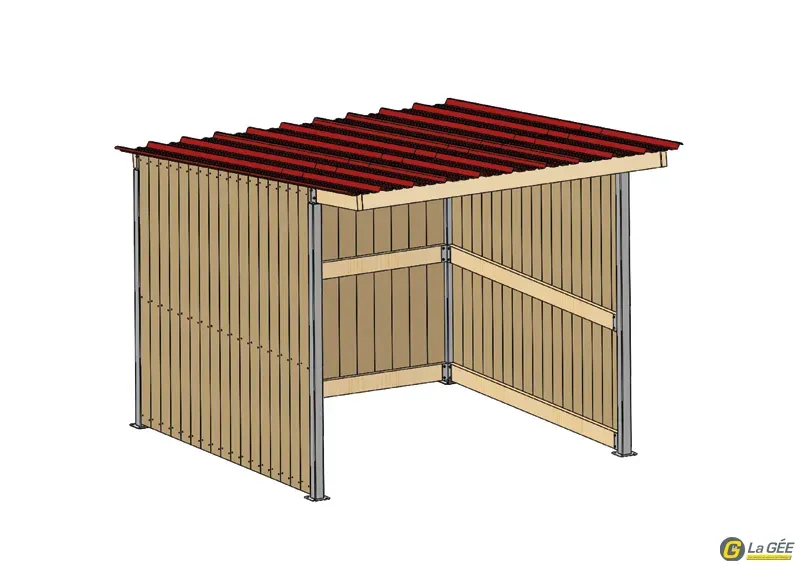 Abri prairie simple pente 3,18×3,18 m clin/bac acier bdx Promotion Saisonnire