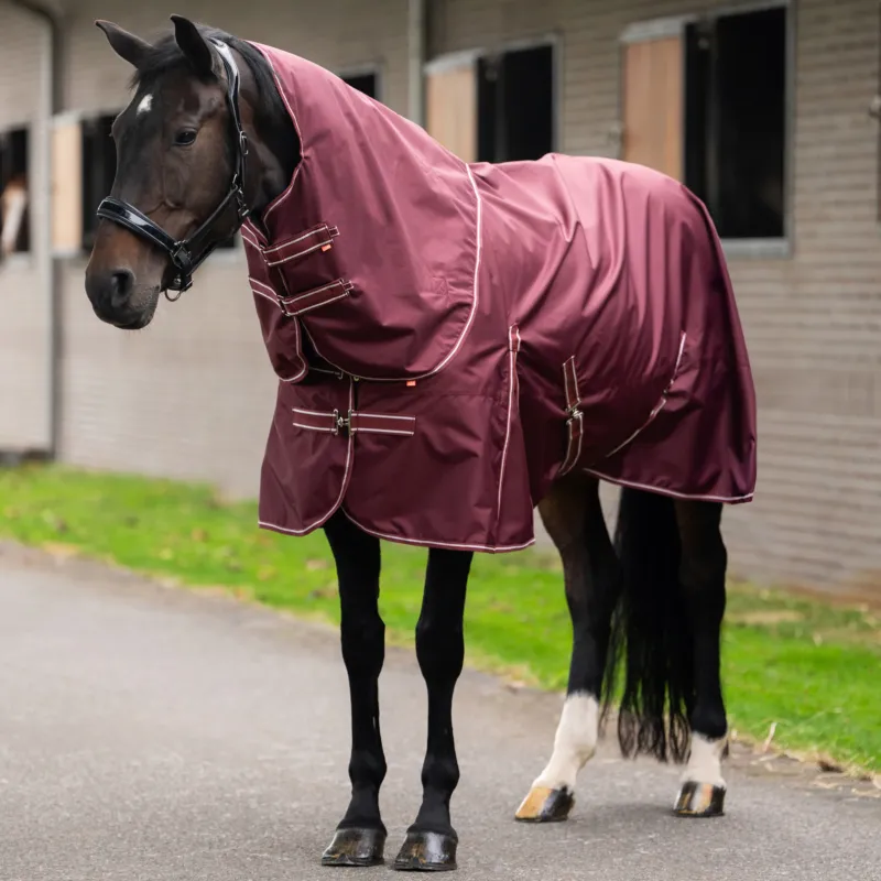 Promotion Saisonnire Couverture de paddock Imperial Riding Basic avec couvre-cou amovible Fleece - 145 cm - Rouge profond