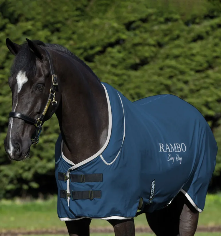 Couverture schante Horseware Rambo Dry Rug Supreme - L - Marine / argent Prix Choc