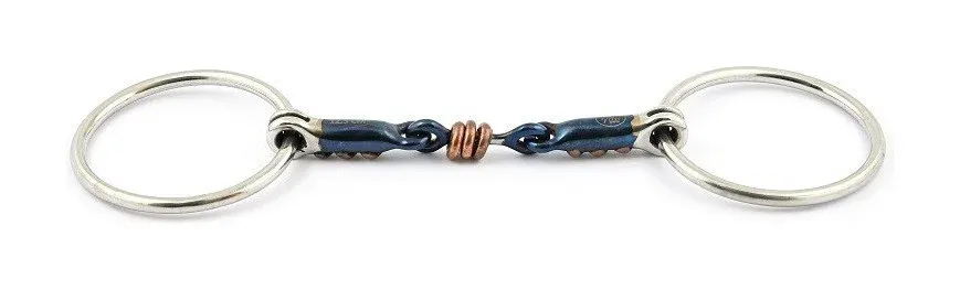 Mors Jump'In Blue Steel double brisure et incrustation cuivre - 135 mm Paiement Scuris