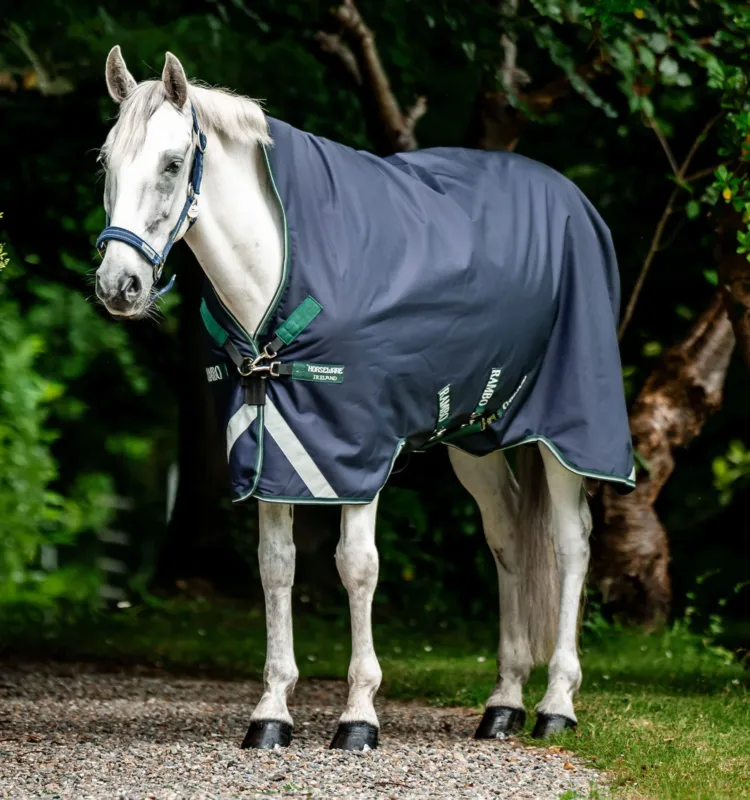 Couverture d'extrieur Rambo 1680D Wug 50g high neck - 165 cm - Marine / vert chasseur / argent Meilleur Choix