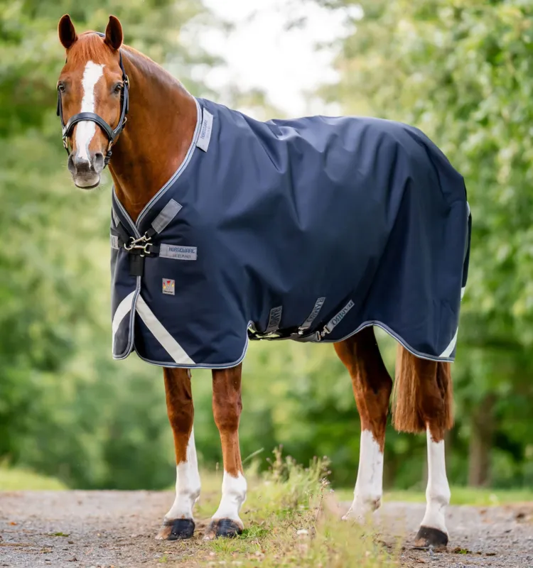 Couverture Horseware Rambo 1680D Turnout 450g VL - 155 cm - Marine / orage / gris argent Haute Qualit