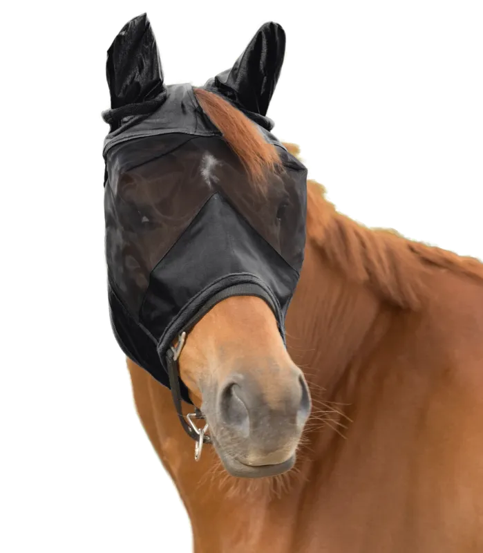 Masque anti-mouches Waldhausen Premium 3 en 1 - Poney - Noir Quantit Limite
