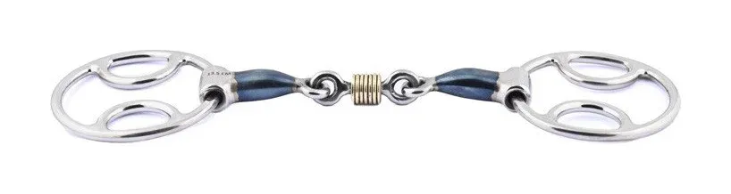 Mors Blue Steel Jump'In trois effets double brisure avec anneaux en cuivre - 125 mm Vente Directe