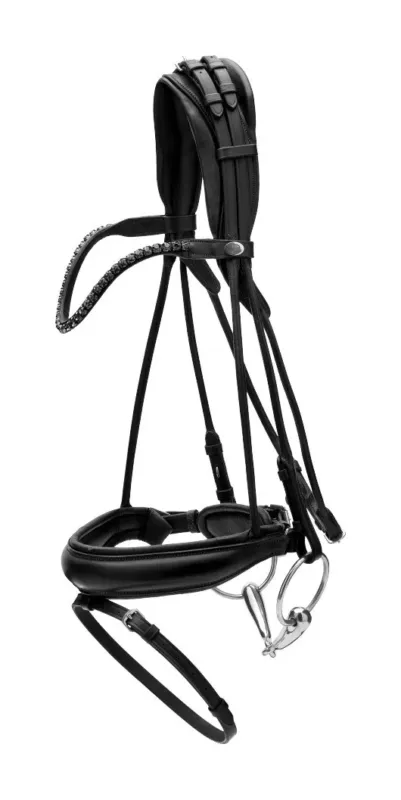 Commander Vite Bridon Muserolle Large Cuir Souple Dy&rsquo;on – Cob – Noir