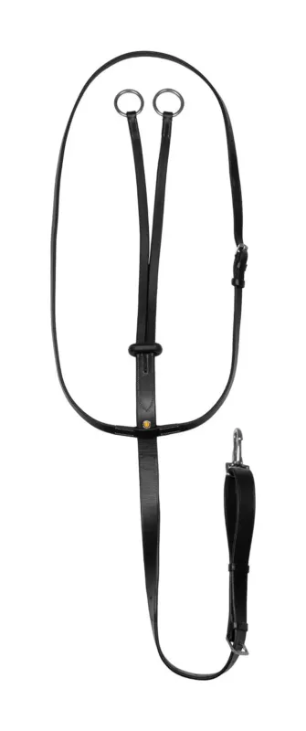Petit Prix Martingale en cuir avec surpiqres argentes Equestro - Poney - Noir