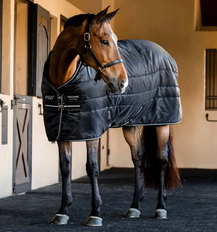 Couverture d'curie Horseware Amigo Ripstop Insulator 350g - 160 cm - Noir / noir / argent Pas Cher