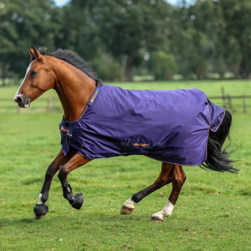Meilleur Prix Couverture Bucas Therapy Turnout 150g 1680D - 120 cm - Marine / orange