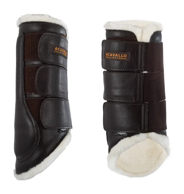 Certifi Gutres arrire en cuir cologique avec triple fermeture velcro Acavallo - Cheval - Marron