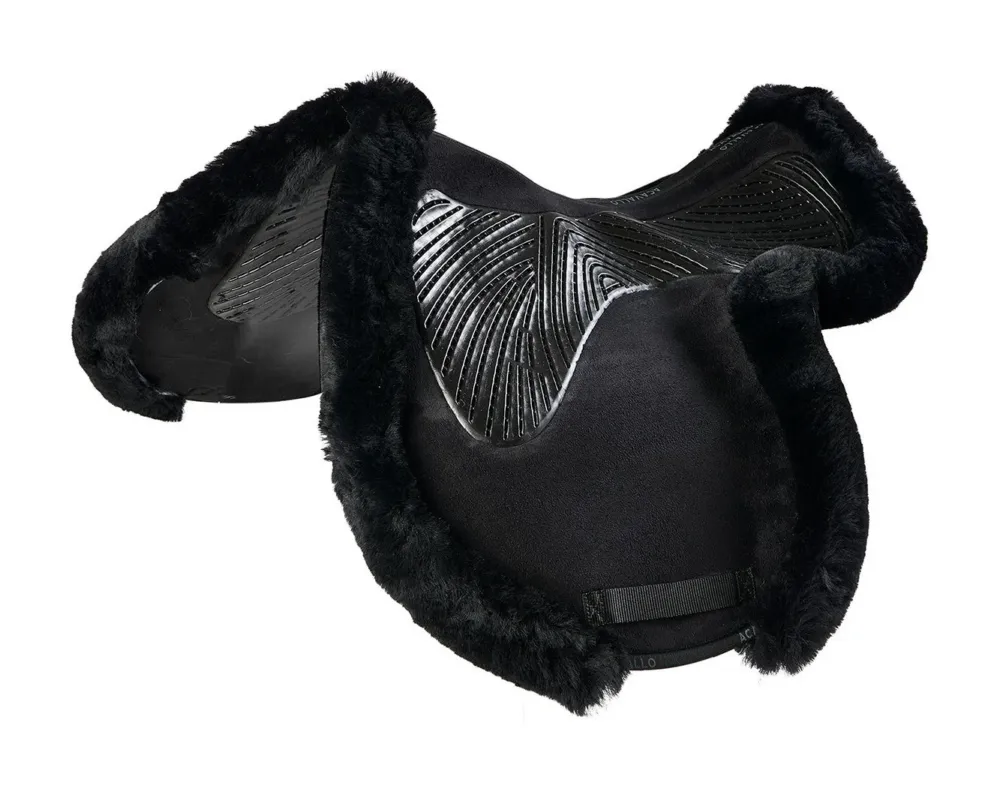 Offre Limite Tapis de saut Numnah avec grip en gel des deux cts et bordure en mouton complet Acavallo - Noir / noir