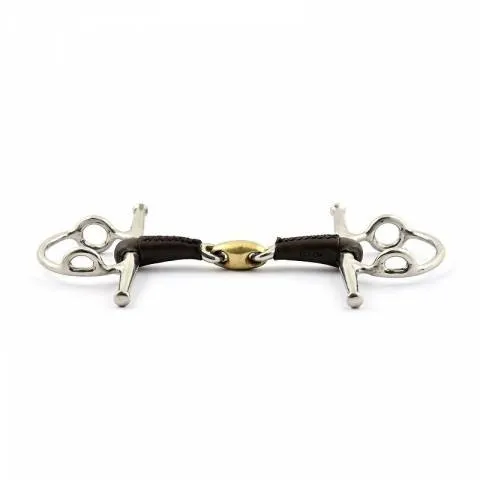 Produit De Marque Mors releveur aiguilles et double brisure recouvert de cuir - Jump in - 115 mm