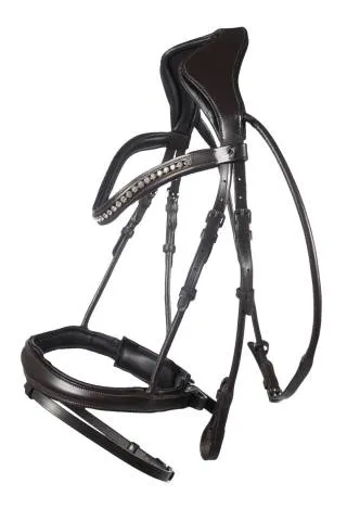 Bridon anatomique Arezzo - HKM - Cuir doux - Noir - COB Jusqu puisement Des Stocks