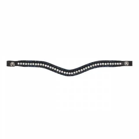 Frontal en cuir Skye - QHP - Bouton pression - NOIR BLEU MARINE - COB Solde