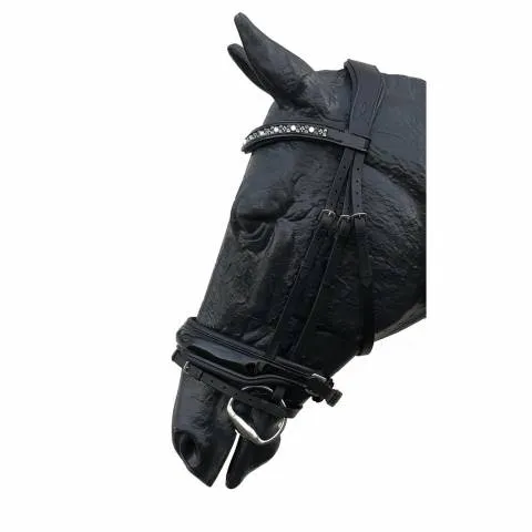 Meilleure Vente Bridon Rebelle avec muserolle combine large et vernie – Jmr Pro – Noir – cheval