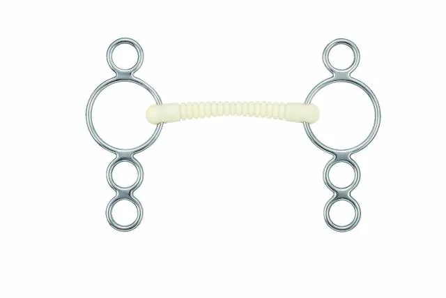 Dernier Modle Mors droit ribbed 4 anneaux - Happy Mouth - 125 mm