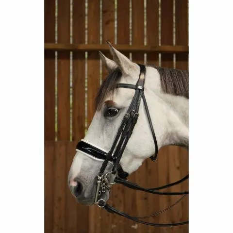 Bride avec muserolle large vernie blanc Working Collection – Dy&rsquo;on – Noir – double poney Dernier Modle