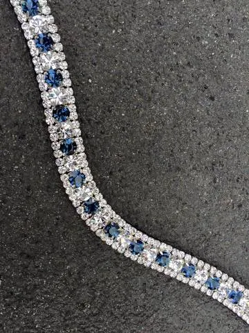 Produit De Marque Frontal cristaux argent et marine – Strass – Marron – Vague – Full