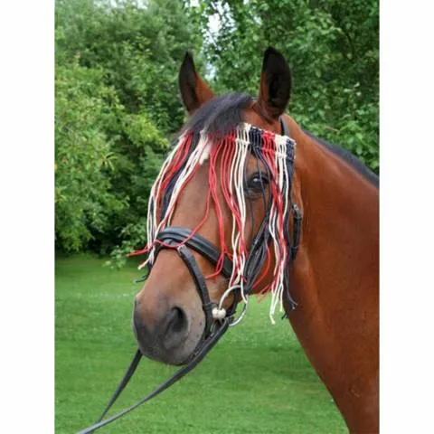 Frontal anti-mouches en coton tress - Kerbl - bleu/blanc/rouge - cheval Produit De Marque