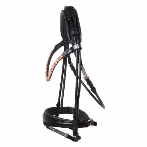 Bon Plan Bridon FLEUR cuir rond noir - SD Design - Noir - Cheval