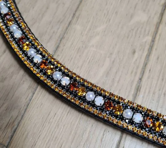 Prix Promo Frontal strass cuivre, noir et topaze – Noir – Vague – Cheval