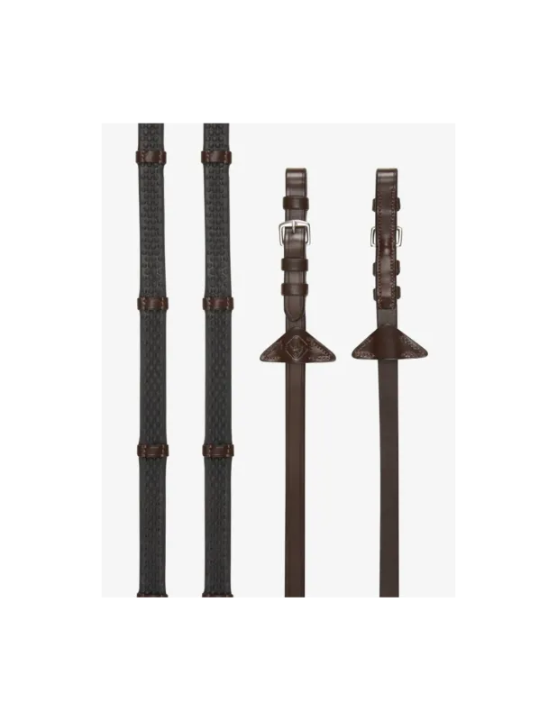 Meilleure Vente Rnes en caoutchouc souple avec arrtoirs - LeMieux - Noir/Argent - Poney