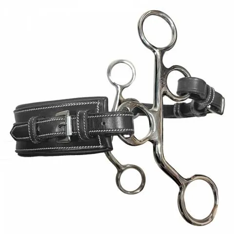 Hackamore cuir petites branches nez rectangle - Jump'in - Inox - Havane Commander Maintenant
