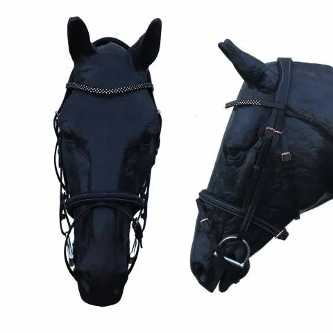 Bridon Orkana avec muserolle croise et ttire ergonomique – Jmr Pro – Noir deco rose – poney Achat Immdiat