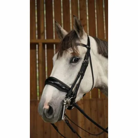 Usine Directe Bride avec muserolle large vernie noir Working Collection – Dy&rsquo;on – Noir – cheval