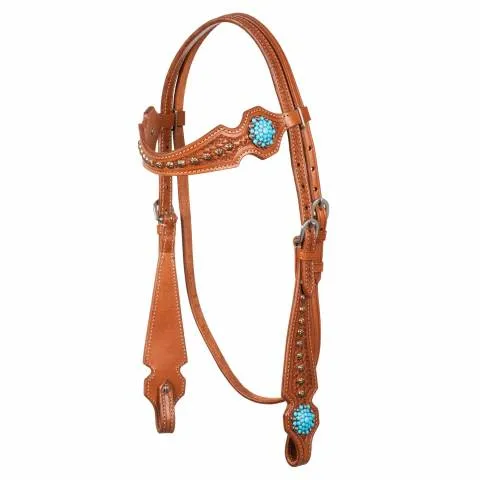 Top Vente Bridon western avec pierres bleues - Pool's - Cuir souple