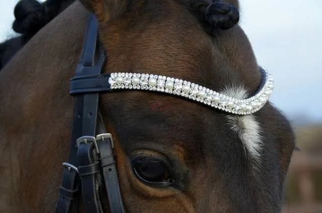 Frontal strass argent et perles - Autre Marque - Noir - Pointe - Full Offre Limite