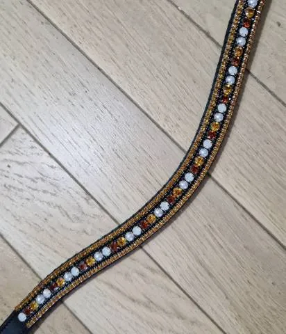 Haute Qualit Frontal en strass cognac et noirs