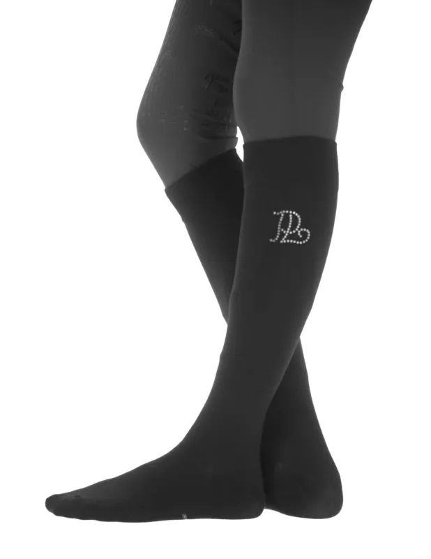 Solde Chaussettes Luxe Strass – Pnlope – Noir/Argent – 34-36