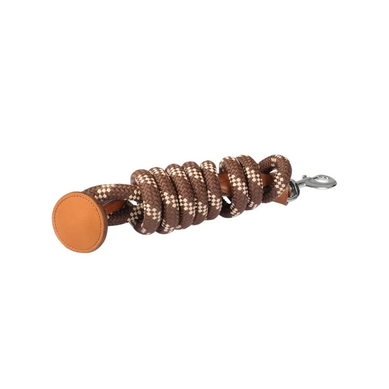 ACAVALLO – Longe d&rsquo;Attache en Corde Avec Renfort Cuir NOIR Authentique