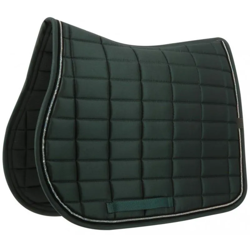 Tapis de Selle Effet Mtal et Lisers Strass DOMINO, EQUITHEME VERT Vente Directe