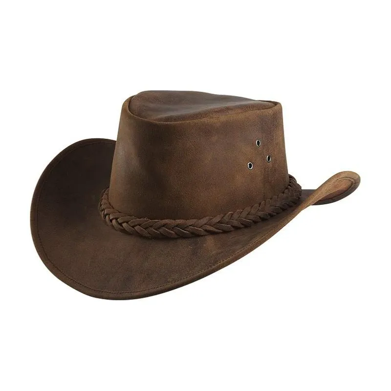 RANDOL&rsquo;S – Chapeau de randonne en cuir vieilli et fil  mmoire ANTIQUE XS 54/55 CM Super Prix