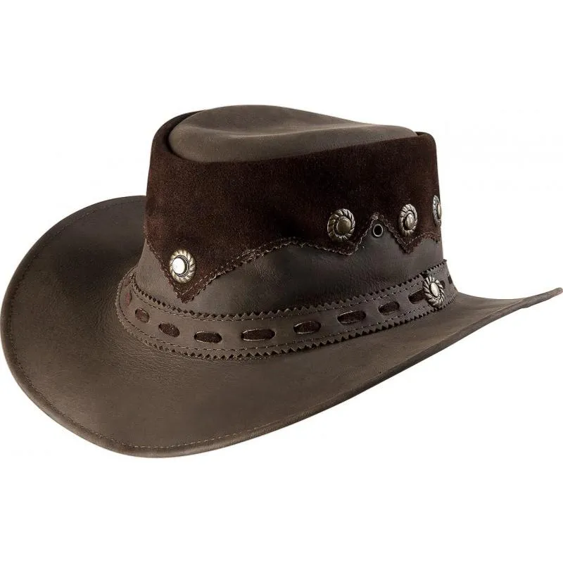 Nouvelle Collection RANDOLS – Chapeau de Randonne Cuir Huil « Aventure » S – 55/56 CM