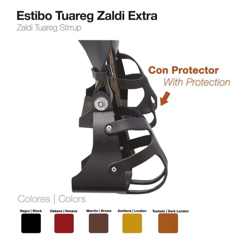 Commande En Gros ZALDI – Etriers d&rsquo;endurance  cage cuir pour trivires larges TUAREG NOIR