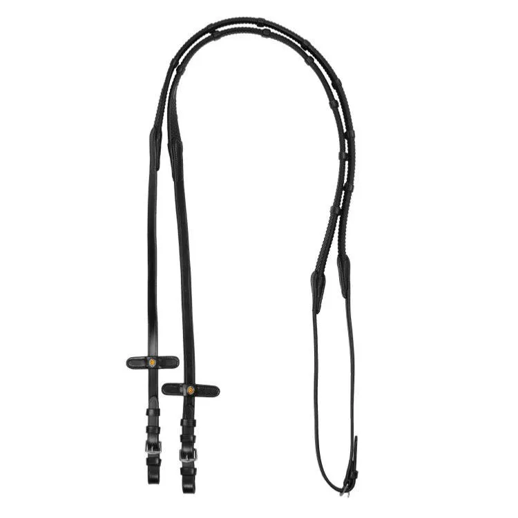 Jusqu puisement Des Stocks EQUESTRO – Rnes trs souples picots grip boule et arrtoirs EVENTA HAVANE