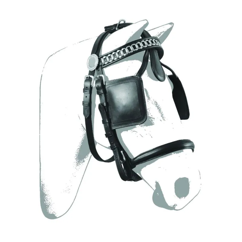Super Prix Bride d&rsquo;Attelage LUXE en Cuir Italien avec illres, UMBRIA NOIR