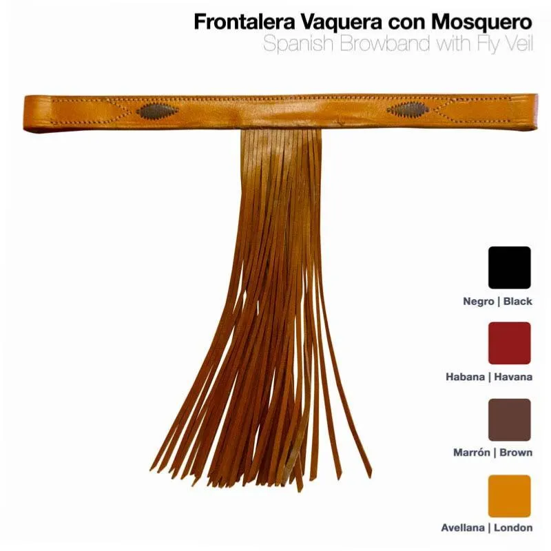 CASTECUS – Frontal vaquero anti mouches  franges cuir pour bridon ou licol NOIR Affaire  Saisir