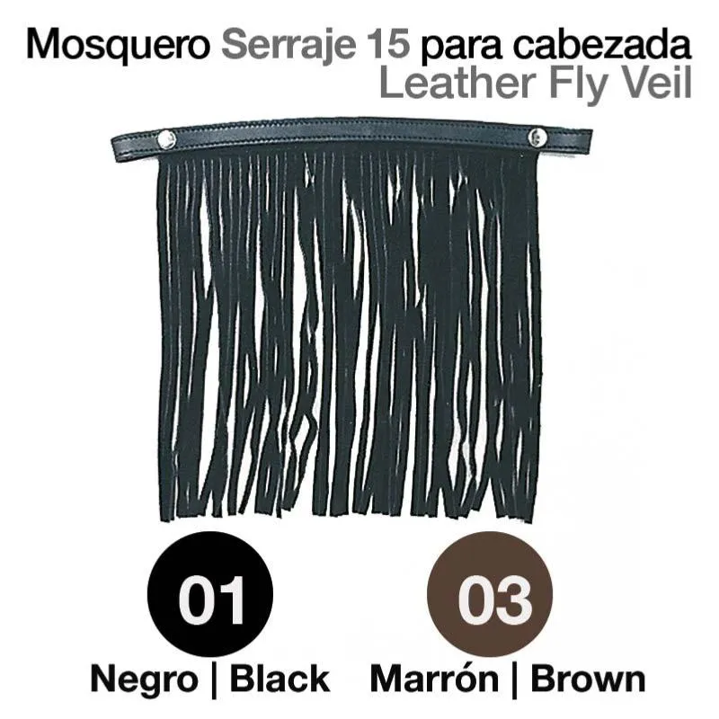 CASTECUS – Frontal anti mouches  franges cuir pour bridon ou licol NOIR Soldes